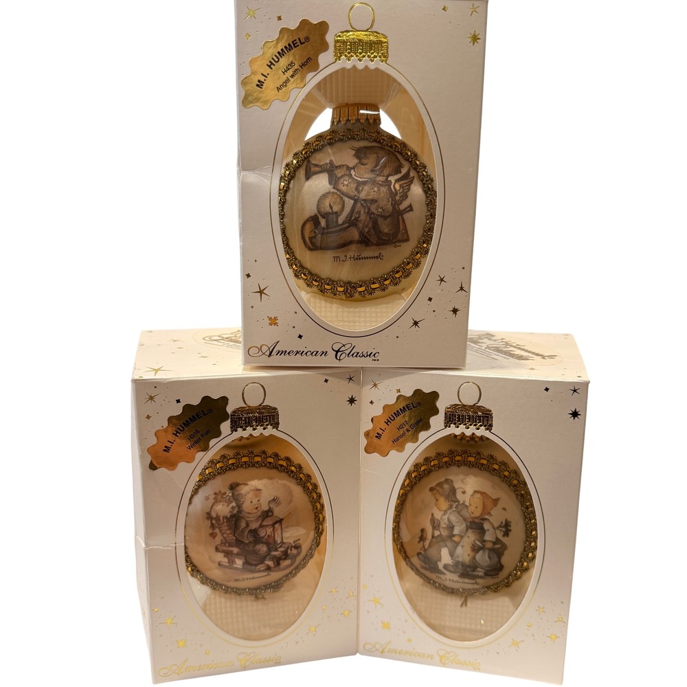 MI Hummel 2000 American Classic Set of 3 Satin Ball Ornaments H316 H217 H435